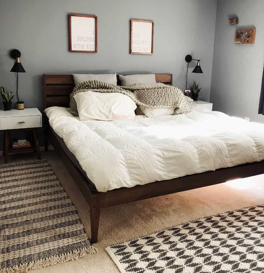 wooden bed frame rustic bedroom