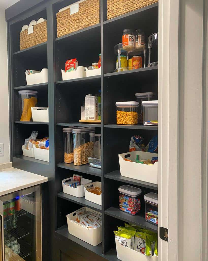 modern pantry kitchen storage unit with shelves 
