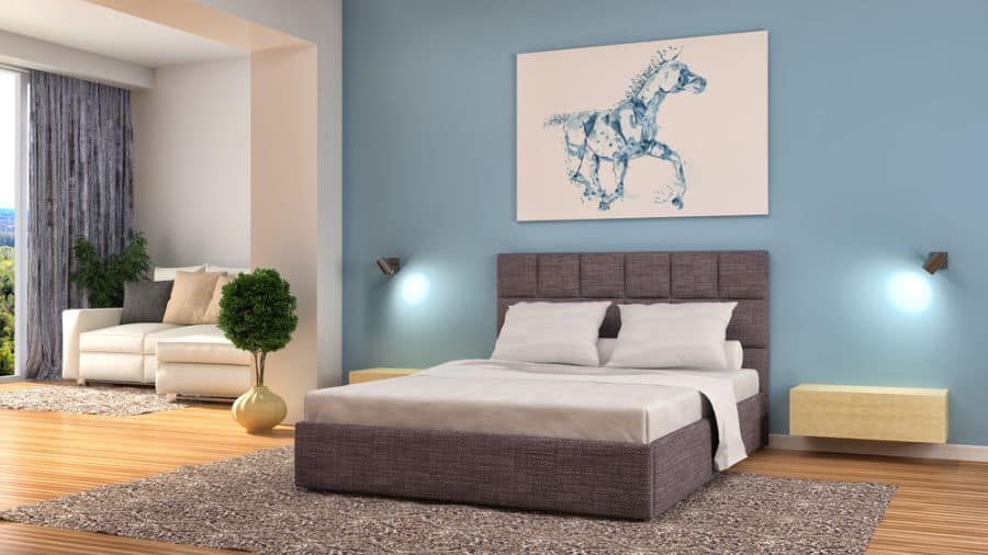 blue pastel bedroom horse wall art rug