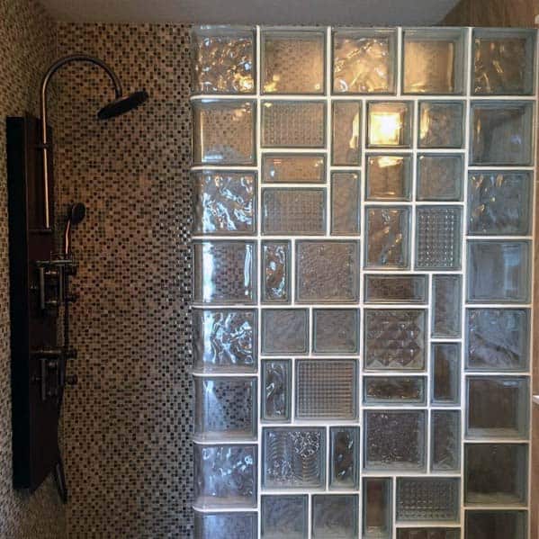 decorative glass block bathroom shower wall