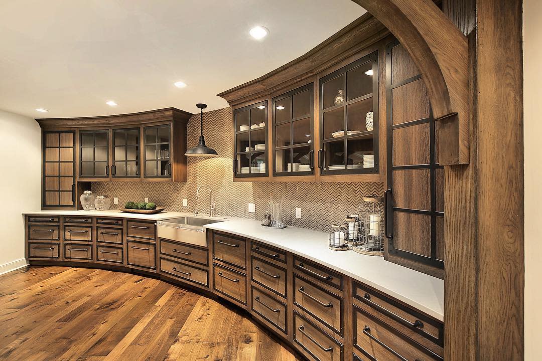 large curved rustic kitchen