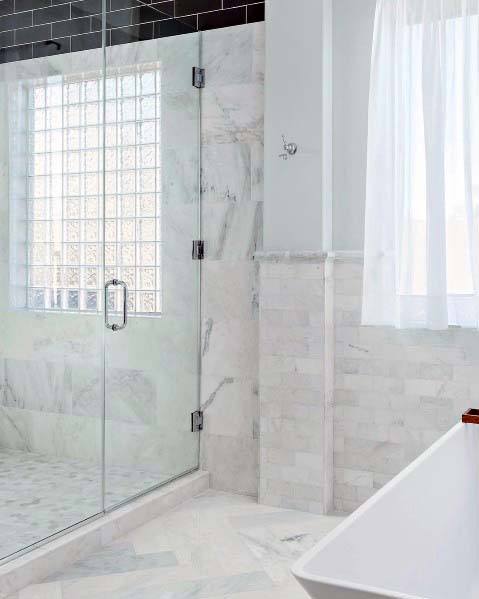 shower glass block half wall 