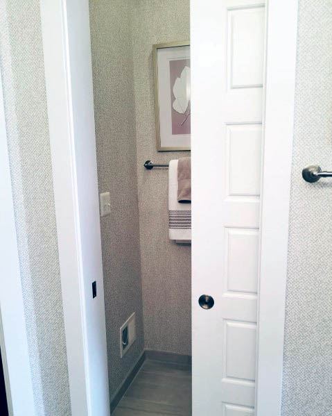 Simple White Pocket Door For Half Bath