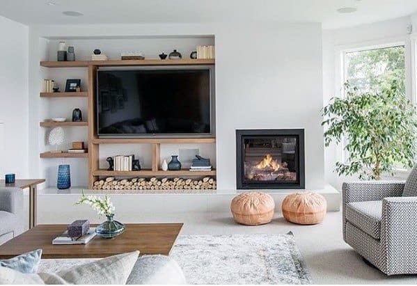 Small Fireplace Television Wall Design Inspiration