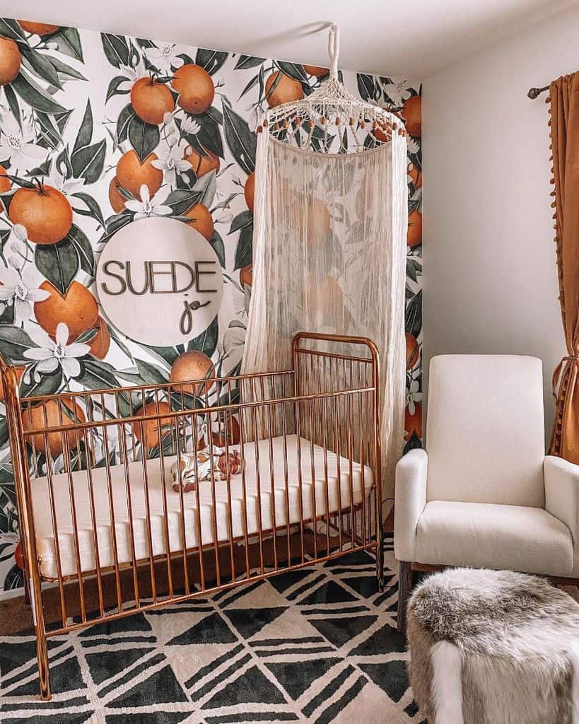 Copper crib baby's room