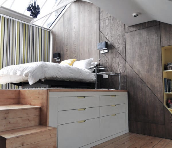 loft style bedroom with storage 