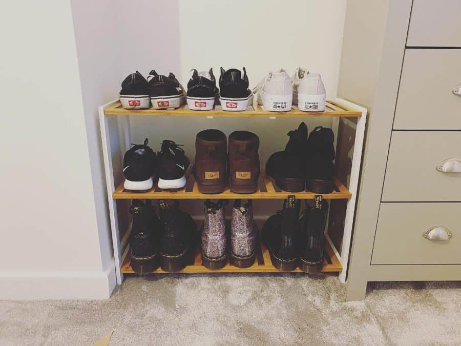 three level shoe rack