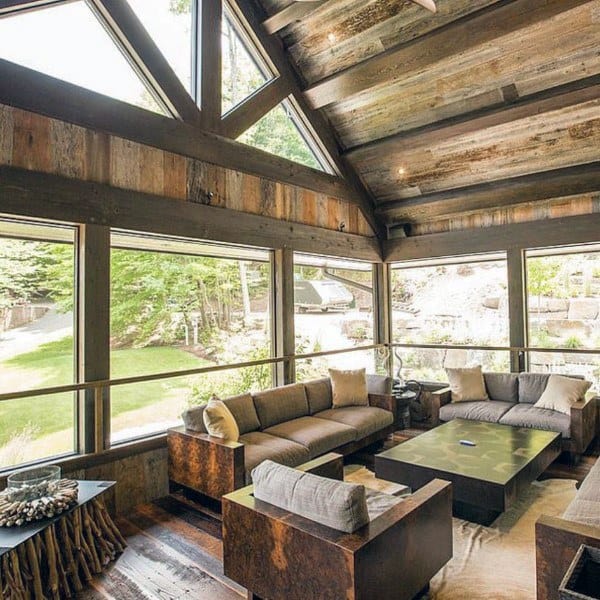 wood cabin sunroom wood furniture 