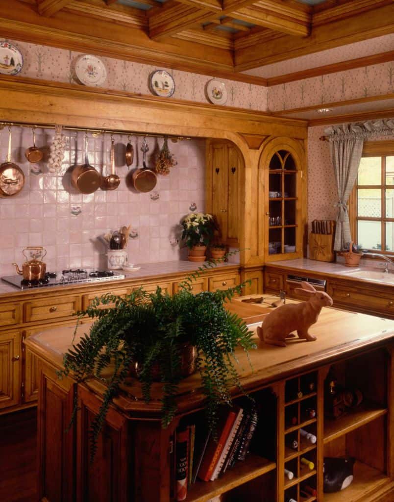 traditional french country kitchen wood cabinets 