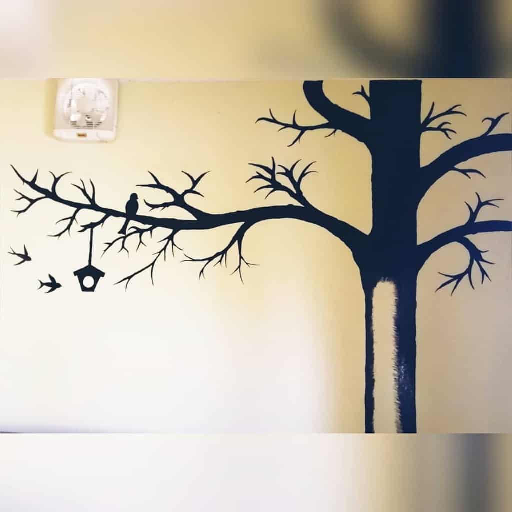 black tree silhouette wall mural 
