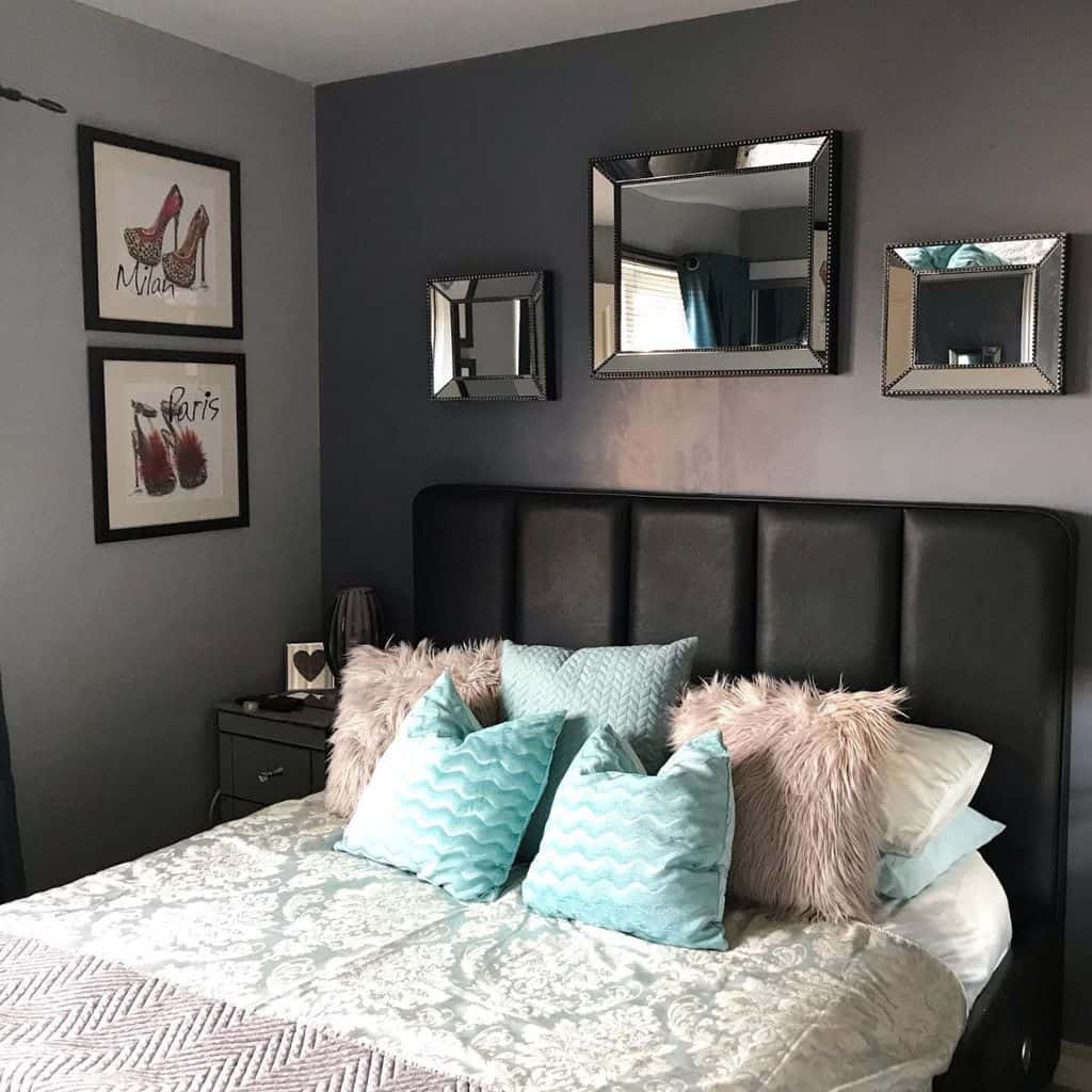 small modern bedroom mirror wall art