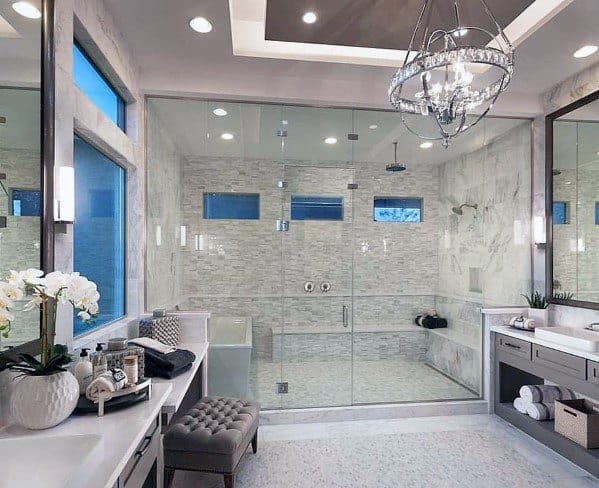 large luxury bathroom with walk-in shower