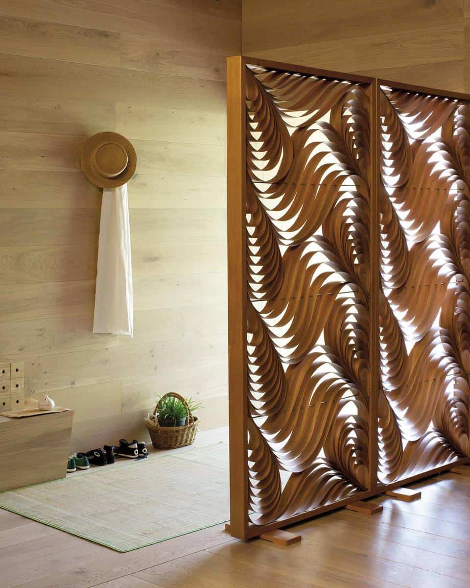unique pattern wood room divider 