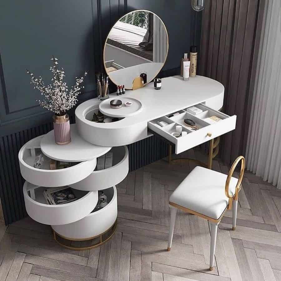 modern vanity with storage and draws