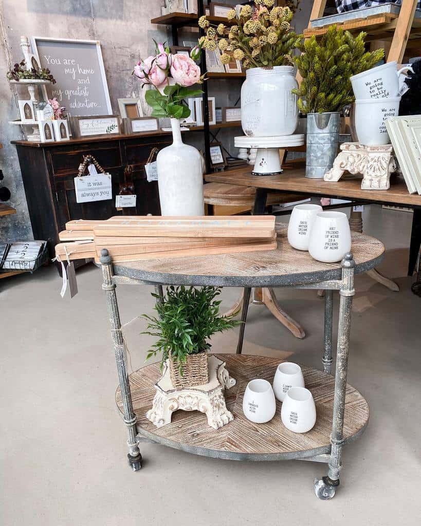 steel and stone bar cart