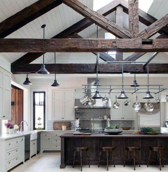 Vintage Wood Rafters With Skylights Kitchen Ceiling Ideas