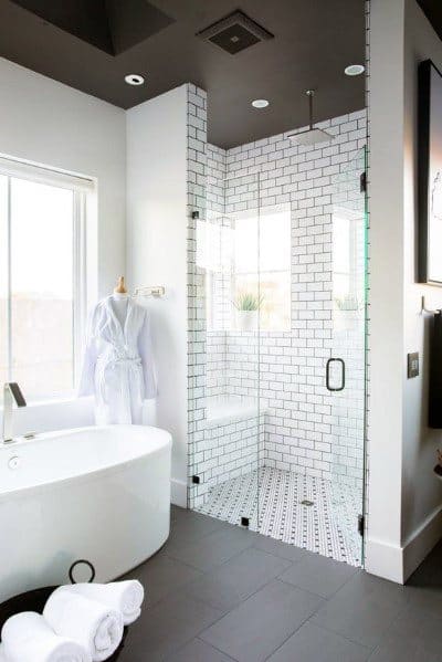 contemporary bathroom white bathtub large shower