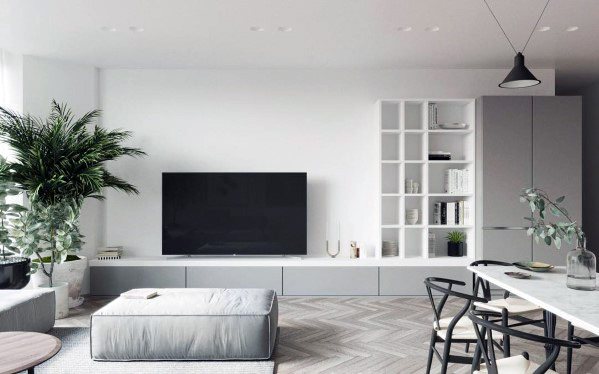 White And Grey Luxury Television Wall Ideas