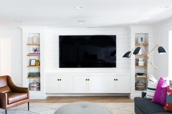 White Built In Cabinets Tv Wall Ideas For Home Living Room