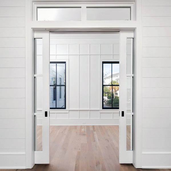 White Luxury Pocket Door Home Designs