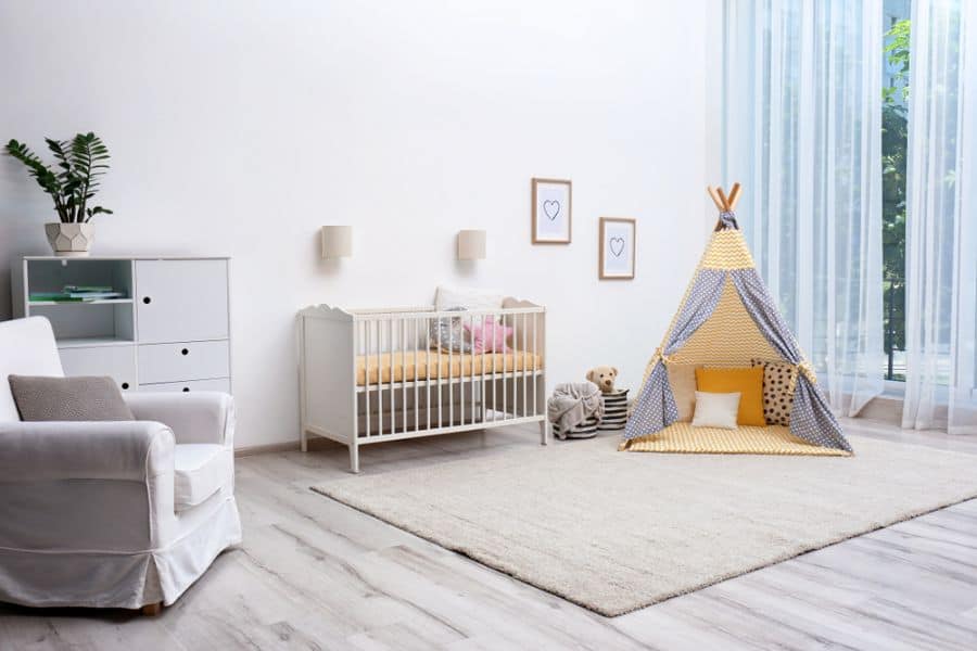 crib and tipi in baby's room