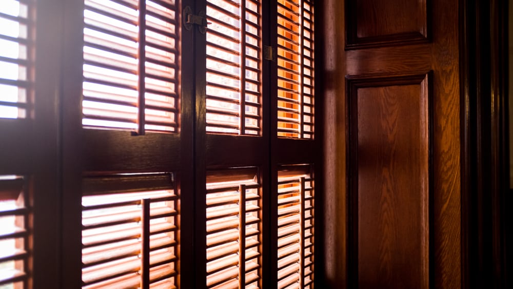 closed wood window shutters